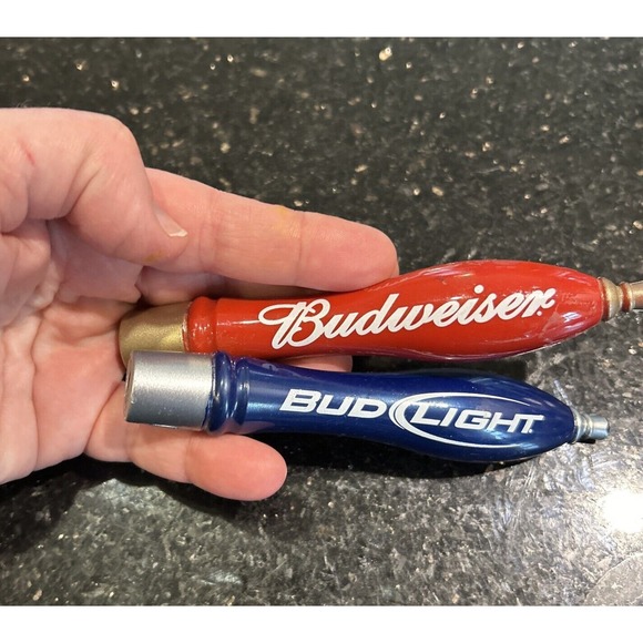 2 Two Small Budweiser Bud Light Beer Keg Tap Handles - Picture 8 of 12